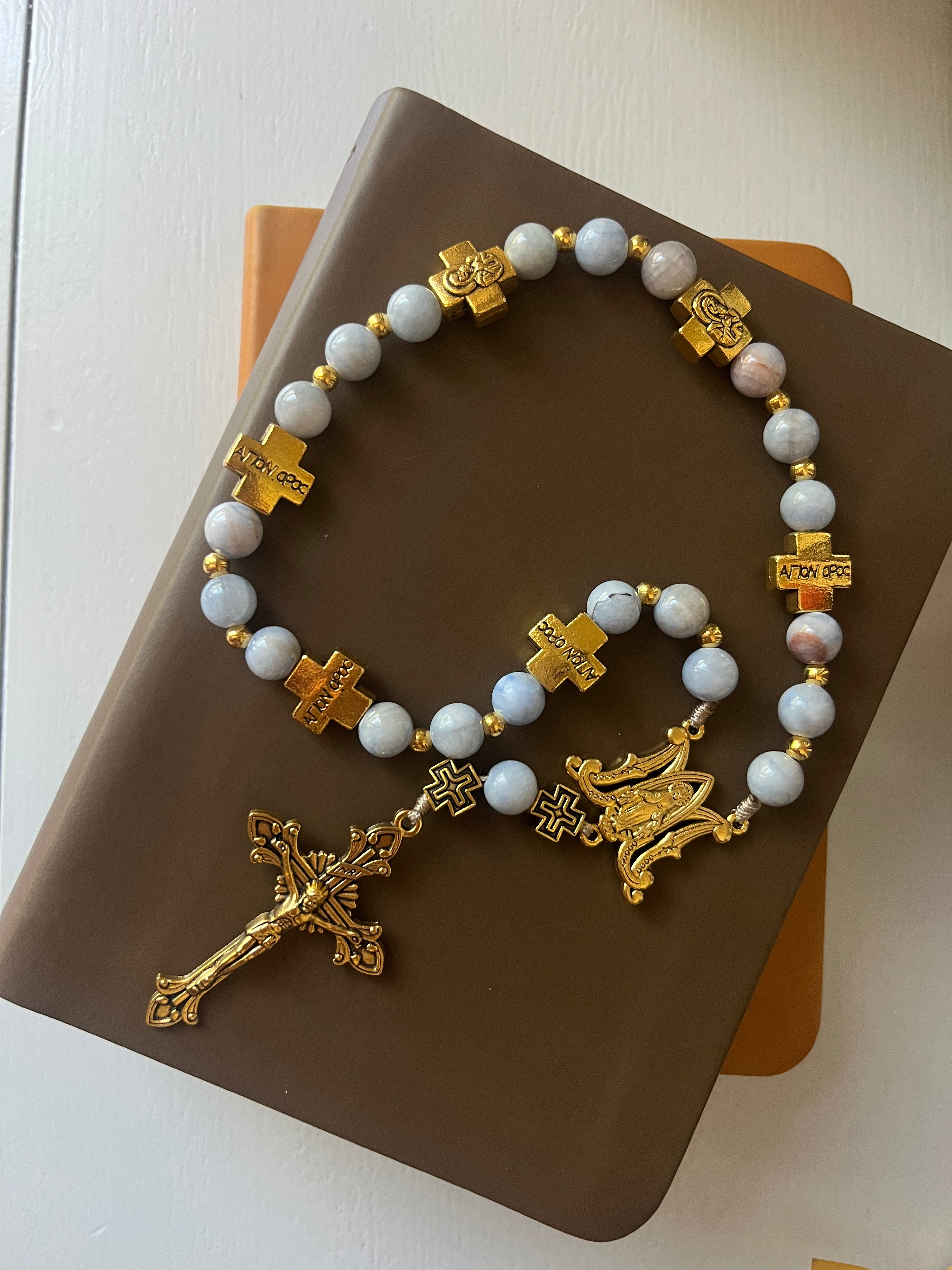 Medjugorje Peace Chaplet Pearl Blue